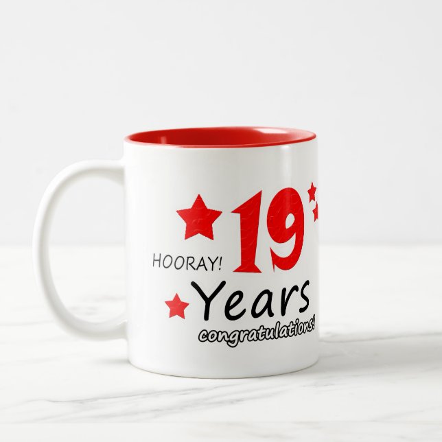 Caneca De Café Em Dois Tons 19 anos, 19 anos de casamentos (Esquerda)