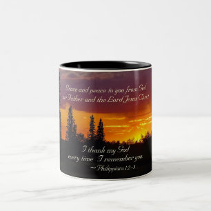 Caneca De Café Em Dois Tons 1:2 dos Philippians - 3 enfeitam-lhe e paz, por do