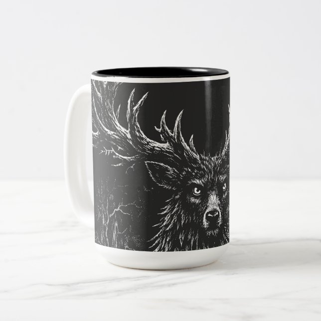 Caneca De Café Em Dois Tons 1. O Cervo Sombra por BurnsInHell (Frente Esquerda)