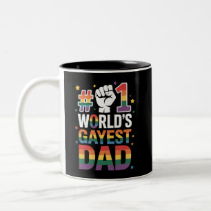 Caneca De Café Em Dois Tons #1 Pai Gay Mais Gay do Mundo Dia dos Pais LGBT Eng