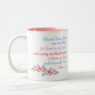 Caneca De Café Em Dois Tons 1 Texto em arco-íris de Bíblia 4:7