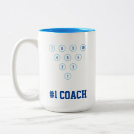 Caneca De Café Em Dois Tons "#1 Treinador" Boliche de 10 pinos no layout do ra