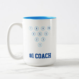 Caneca De Café Em Dois Tons "#1 Treinador" Boliche de 10 pinos no layout do ra