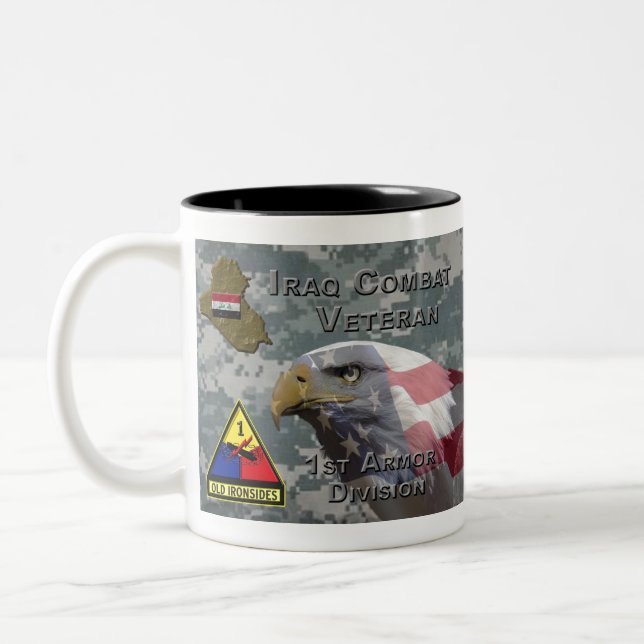Caneca De Café Em Dois Tons 1rua Armor Div Iraque Combat Veteran (Esquerda)