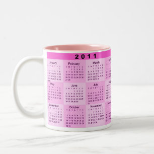 Caneca De Café Em Dois Tons 2011 anos Calendar duma olhada