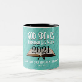 Caneca De Café Em Dois Tons 2021 | Aqua | Bíblia de Palavras de Deus | cristão
