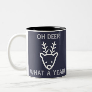 Caneca De Café Em Dois Tons 2021 Cabeça de Veado Oh Veado Que Ano Fim de Ano