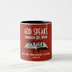Caneca De Café Em Dois Tons 2021 Vermelho personalizado DEUS FALA Cristã
