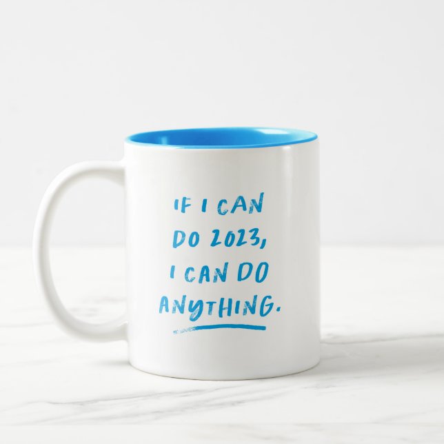 Caneca De Café Em Dois Tons 2023 inspiracional e engraçado azul (Esquerda)