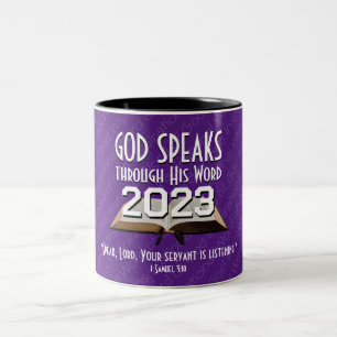 Caneca De Café Em Dois Tons 2023 QUALQUER ANO Bíblia de Palavras de Deus Roxo