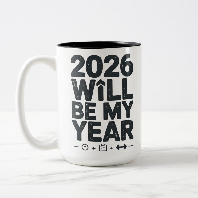 Caneca De Café Em Dois Tons 2026 Discipline Will Be My Year (Esquerda)