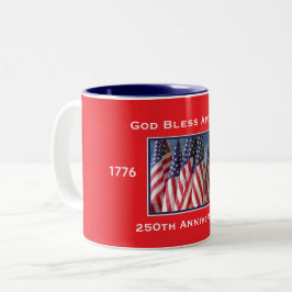 Caneca De Café Em Dois Tons 250º Aniversário EUA Patriótico Deus Abençoe a Amé