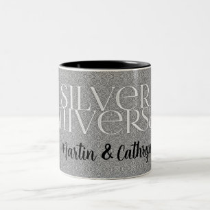 Caneca De Café Em Dois Tons 25 de Aniversário do Casamento de Prata em Prata