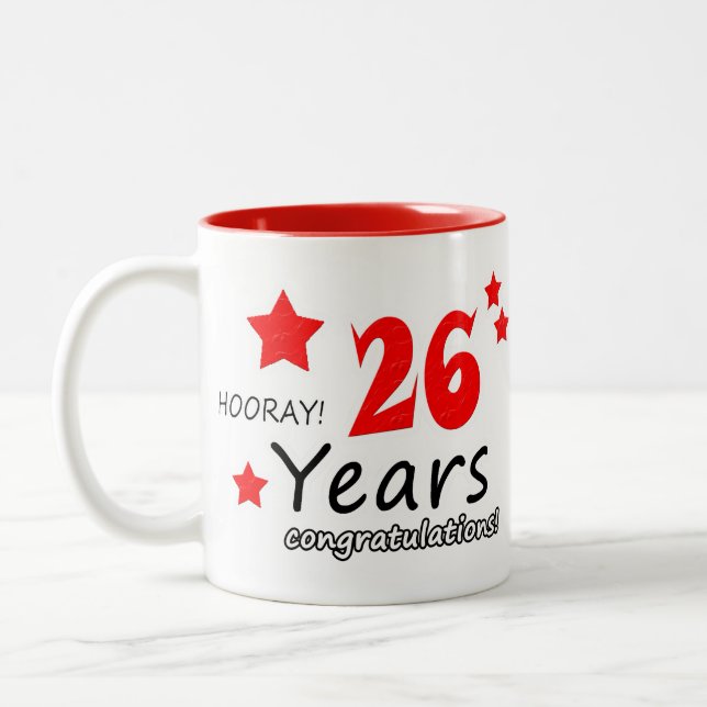 Caneca De Café Em Dois Tons 26 anos, 26 anos de casamento (Esquerda)