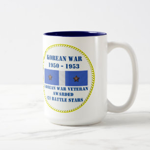 CANECA DE CAFÉ EM DOIS TONS 2 BATALHAS ESTRELAS VETERANO DA GUERRA NA COREIA