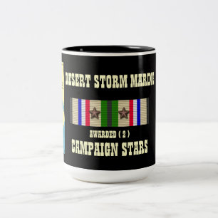 Caneca De Café Em Dois Tons 2 CAMPAIGN STARS Desert Storm Marine SEMPER Fi