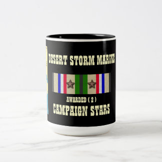 Caneca De Café Em Dois Tons 2 CAMPAIGN STARS Desert Storm Marine SEMPER Fi