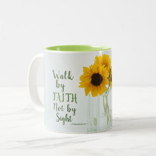 Caneca De Café Em Dois Tons 2 Corinthians 5:7 Walk by Faith and not by Sight (
