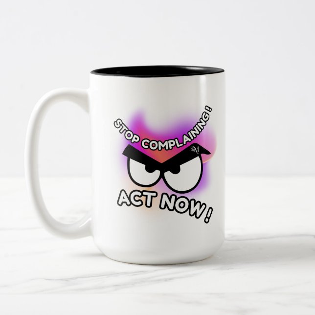 Caneca De Café Em Dois Tons 2-Tone Mug 15oz : Ato Agora (preto) (Esquerda)