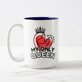 Caneca De Café Em Dois Tons 2-Tone Mug 15oz: Minha Única Rainha (azul)
