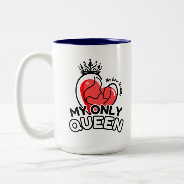 Caneca De Café Em Dois Tons 2-Tone Mug 15oz: Minha Única Rainha (azul) (Esquerda)