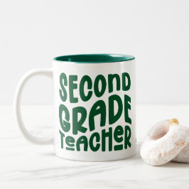 Caneca De Café Em Dois Tons 2nd Grade Teacher Green Text