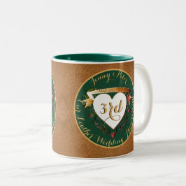 Caneca De Café Em Dois Tons 3º Aniversário do Casamento Couro Dois Toneladas C
