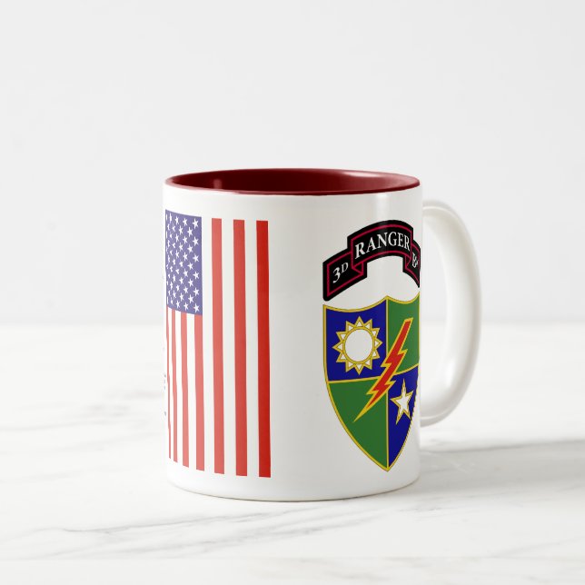 Caneca De Café Em Dois Tons 3º Batalhão - 75º Regimento de Ranger - Mug de Doi (Frente Esquerda)
