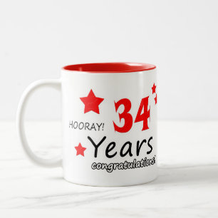 Caneca De Café Em Dois Tons 34 anos, 34 anos de casamento