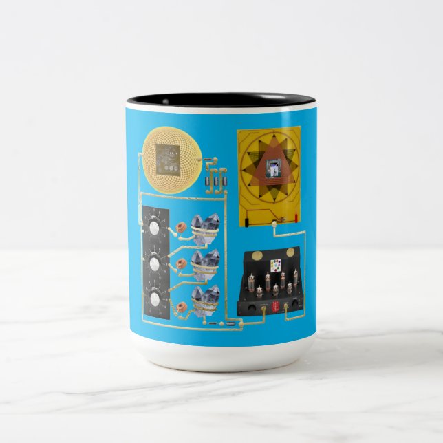 Caneca De Café Em Dois Tons 3 Dial Cup radiônico (Centro)