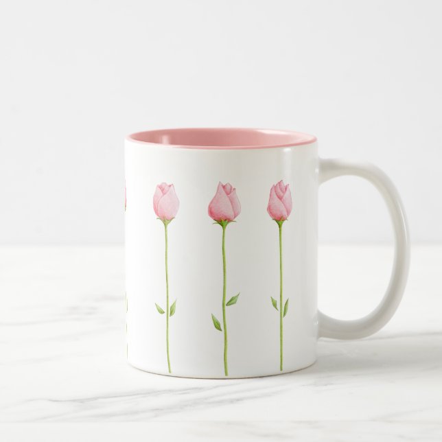 Caneca De Café Em Dois Tons 3 Rosebuds Rosa Mug (Direita)