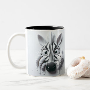 Caneca De Café Em Dois Tons 3D Animais Assustados Da Zebra Engraçados