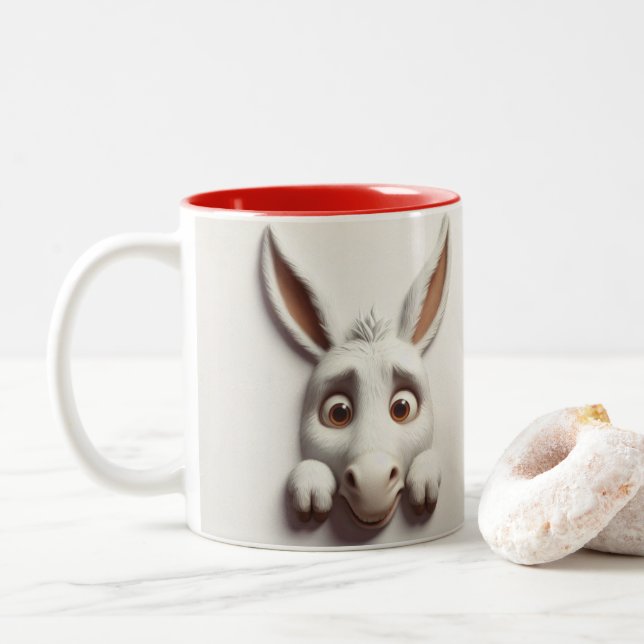 Caneca De Café Em Dois Tons 3D Animais Assustados E Engraçados (Com Donut)