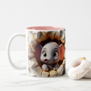 Caneca De Café Em Dois Tons 3D Bebê-Elefante-Quente-Café-Café