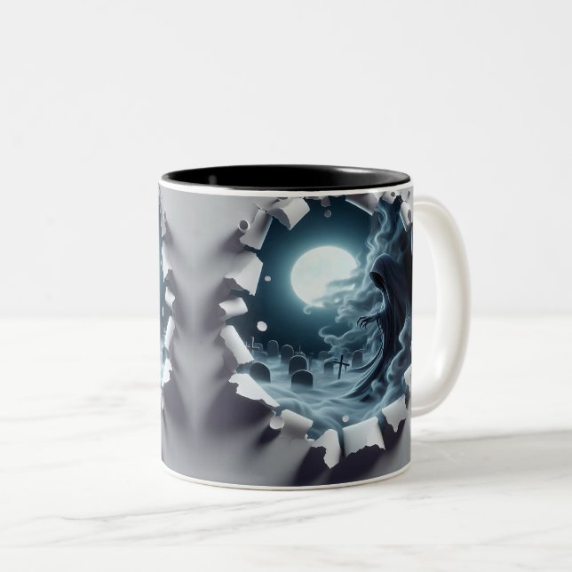 Caneca De Café Em Dois Tons 3D Eerie Halloween (Frente Esquerda)