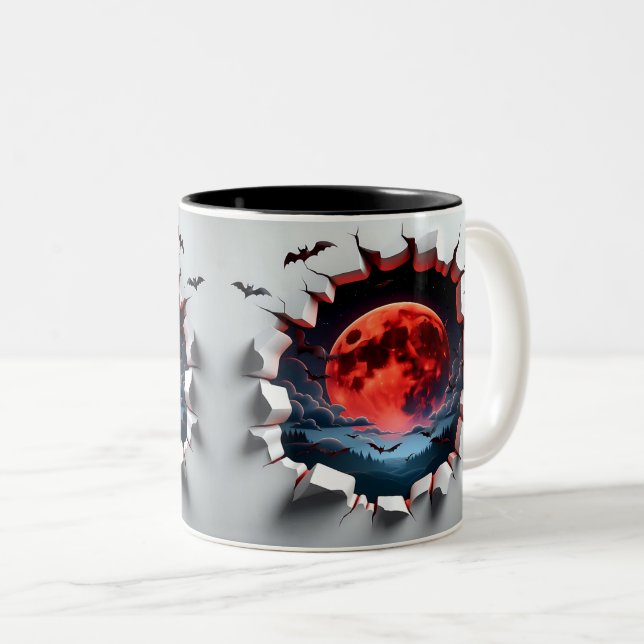 Caneca De Café Em Dois Tons 3D Eerie Halloween (Frente Esquerda)