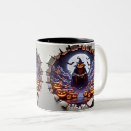 Caneca De Café Em Dois Tons 3D Eerie Halloween