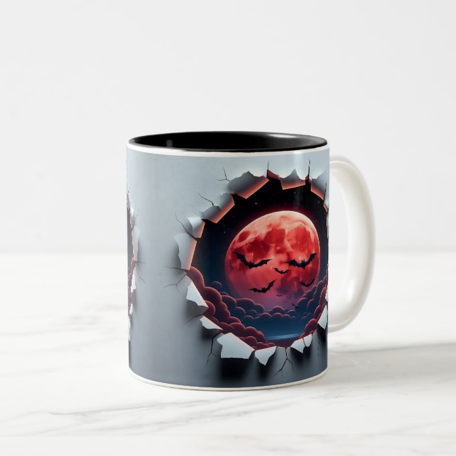 Caneca De Café Em Dois Tons 3D Eerie Halloween (Frente Esquerda)