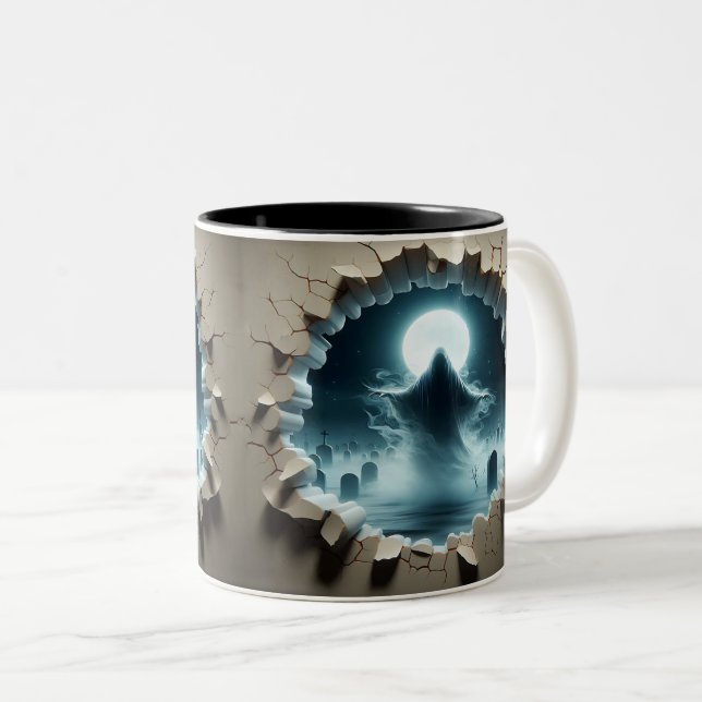 Caneca De Café Em Dois Tons 3D Eerie Halloween (Frente Esquerda)