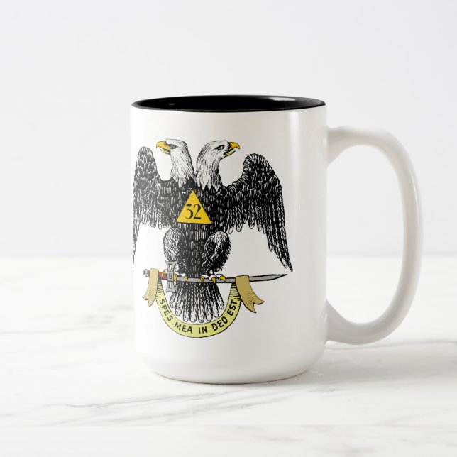 Caneca De Café Em Dois Tons 3ò Preto escocês Eagle do rito do grau (Direita)