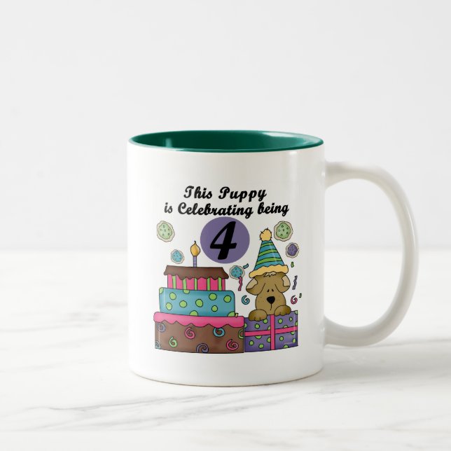 Caneca De Café Em Dois Tons 4º Aniversário Camisetas e presentes (Direita)