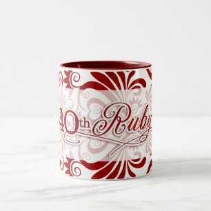 Caneca De Café Em Dois Tons 40º aniversário da Ruby com as rochas vermelhas em