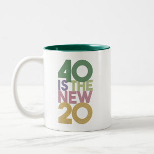 Caneca De Café Em Dois Tons 40 é o novo 20 - aniversário de 40 anos essencial