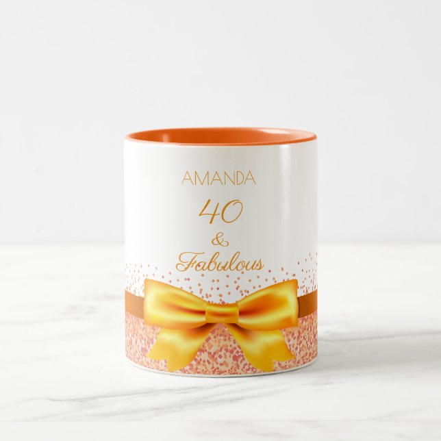 Caneca De Café Em Dois Tons 40 fabuloso nome branco rosa dourado (Centro)
