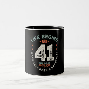 Caneca De Café Em Dois Tons 41 Aniversário Engraçado 41 Anos