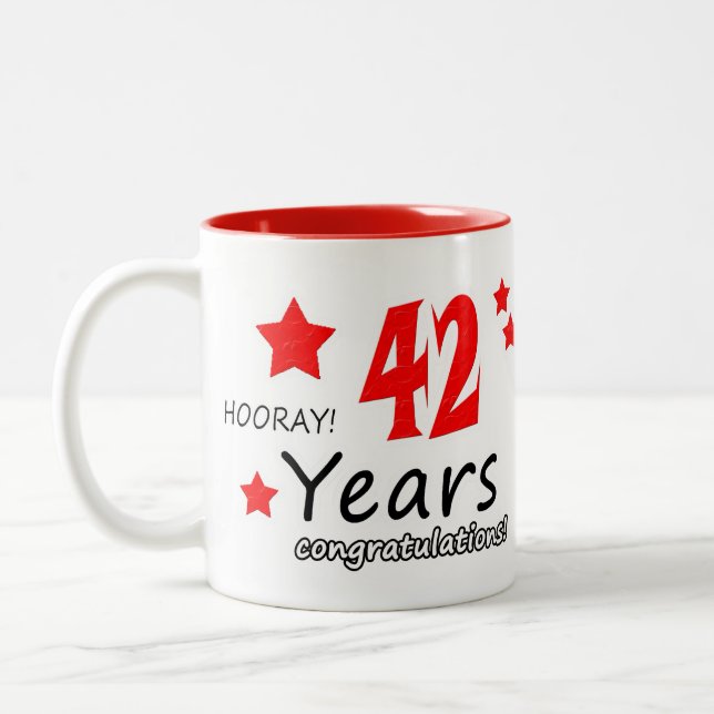 Caneca De Café Em Dois Tons 42º aniversário, 42 anos de casamento (Esquerda)