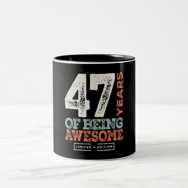 Caneca De Café Em Dois Tons 47 Aniversário Engraçado, 47 Anos (Centro)