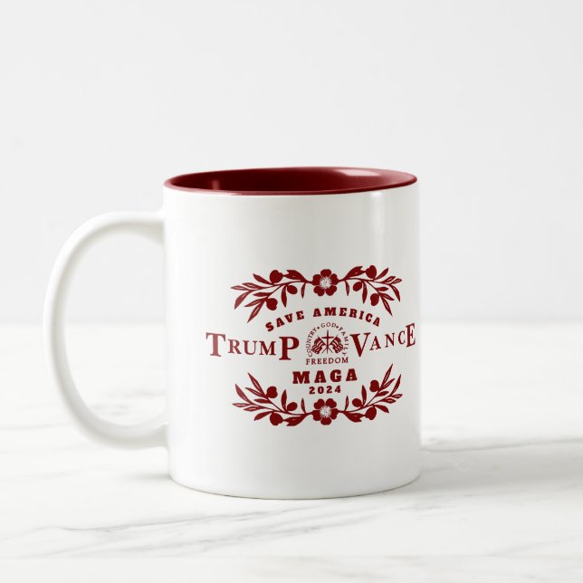 Caneca De Café Em Dois Tons 47 Trump J. D. Vance 2024 (Esquerda)