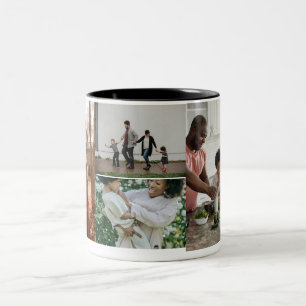 Caneca De Café Em Dois Tons 4 Colagem de Fotos da Família Personalizado