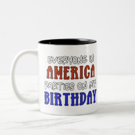Caneca De Café Em Dois Tons 4 de julho Aniversário Engraçado